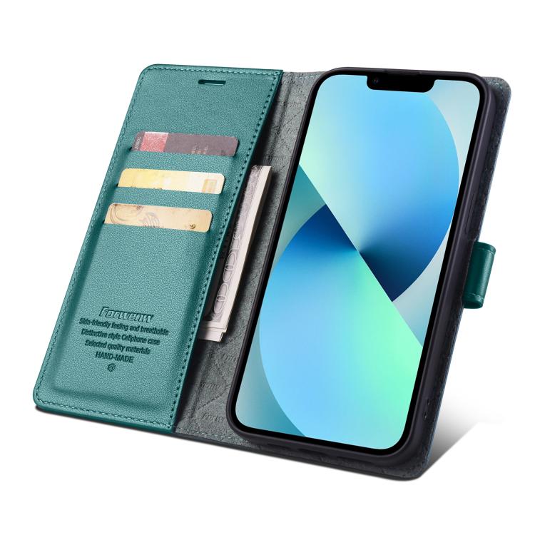 For iPhone 13 Forwenw F6 Series RFID Leather Phone Case(Green)