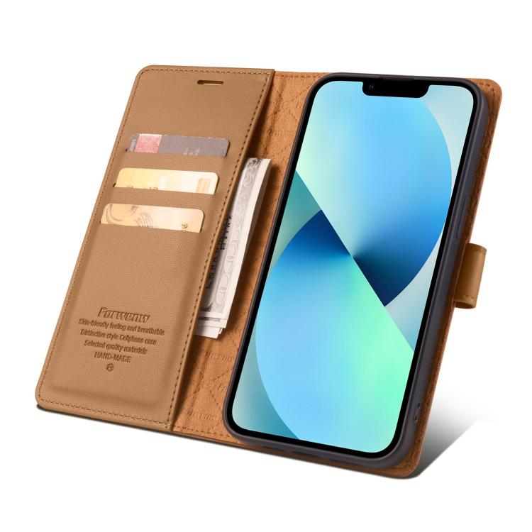 For iPhone 12 mini Forwenw F6 Series RFID Leather Phone Case(Brown)