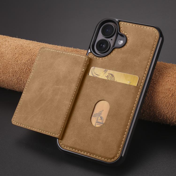 For iPhone 16 Forwenw F8 Series 2 in 1 Magnetic Card Slot Leather Phone Case(Brown)