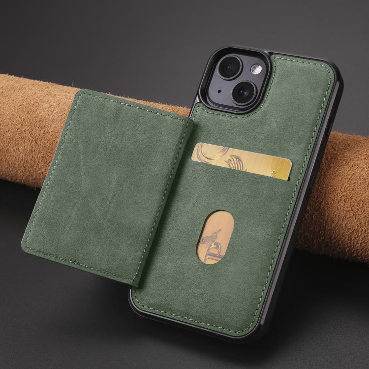 For iPhone 14 Plus Forwenw F8 Series 2 in 1 Magnetic Card Slot Leather Phone Case(Green)
