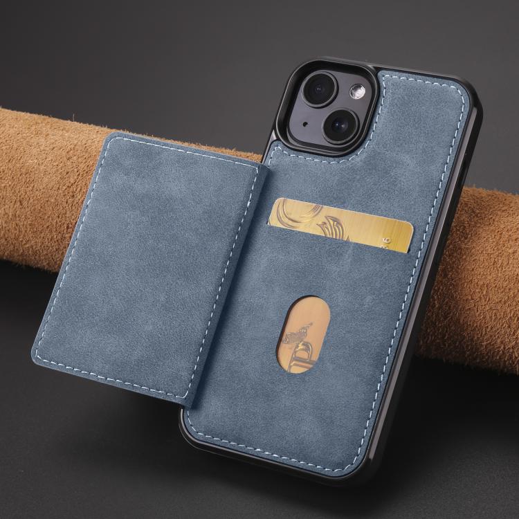 For iPhone 14 Forwenw F8 Series 2 in 1 Magnetic Card Slot Leather Phone Case(Blue)