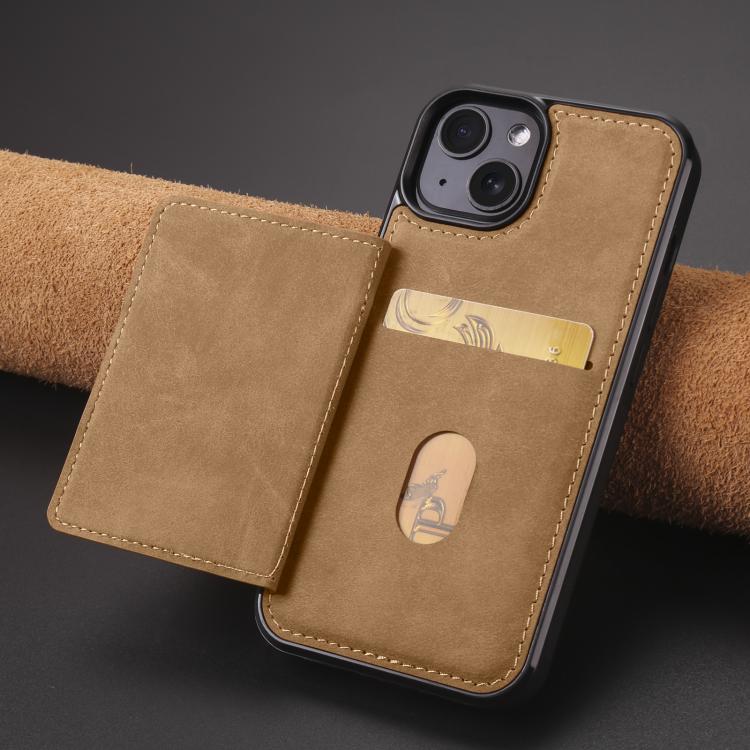 For iPhone 13 Forwenw F8 Series 2 in 1 Magnetic Card Slot Leather Phone Case(Brown)