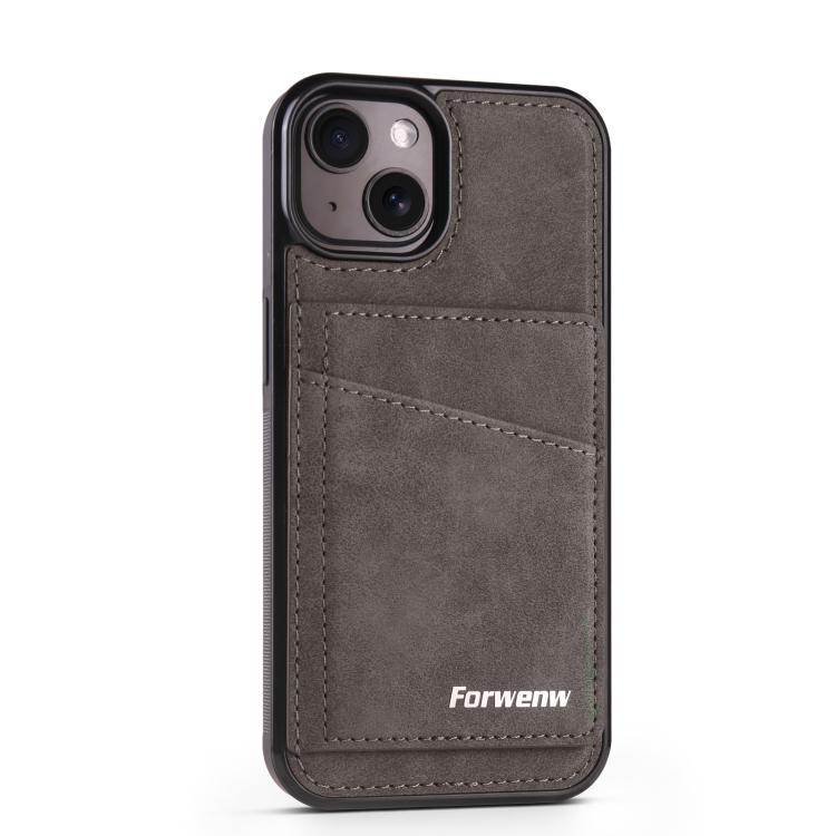 For iPhone 13 mini Forwenw F8 Series 2 in 1 Magnetic Card Slot Leather Phone Case(Grey)