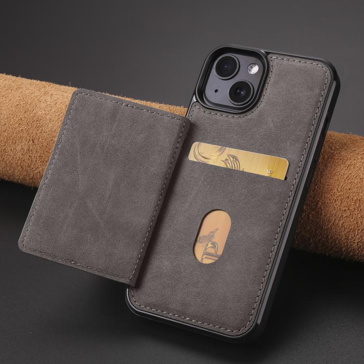 For iPhone 13 mini Forwenw F8 Series 2 in 1 Magnetic Card Slot Leather Phone Case(Grey)