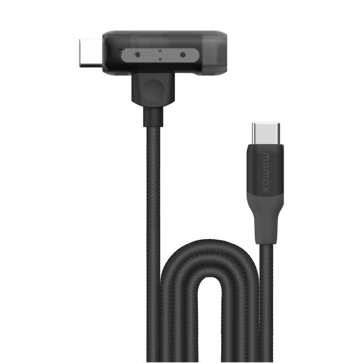MOMAX DL56 1-Link Flow 60W Type-C to Type-C and 8 Pin Fast Charging Cable, Length:1.5m(Black)
