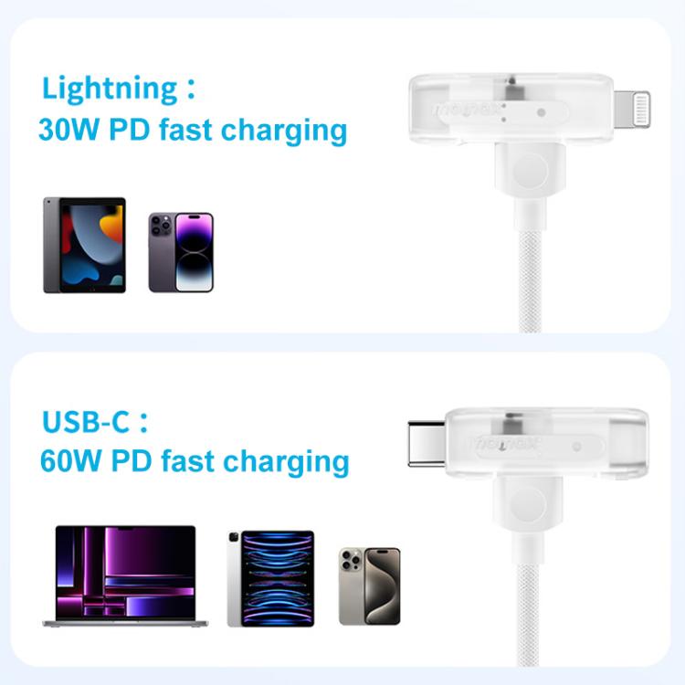MOMAX DL56 1-Link Flow 60W Type-C to Type-C and 8 Pin Fast Charging Cable, Length:1.5m(Black)