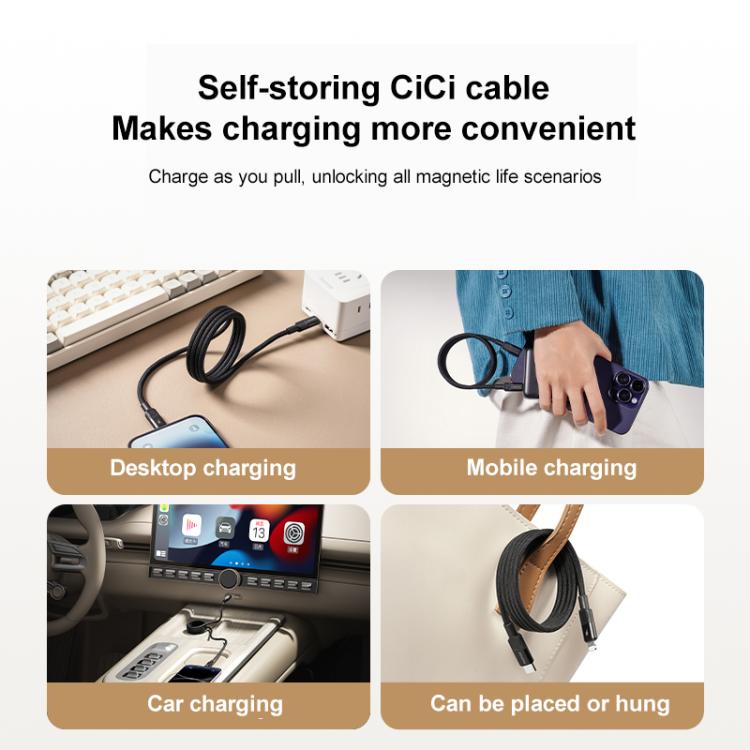 MOMAX DL57D Mag.Link 60W Type-C to 8 Pin Magnetic Braided Fast Charging Data Cable, Length:1m(Black)