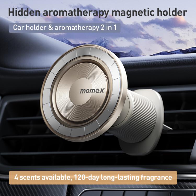 MOMAX CM35 1-Move Relaxaire Aluminum Alloy Magnetic Car Aromatherapy Holder(Titanium Gold)