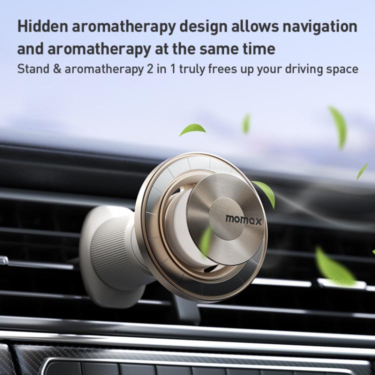 MOMAX CM35 1-Move Relaxaire Aluminum Alloy Magnetic Car Aromatherapy Holder(Titanium Gold)