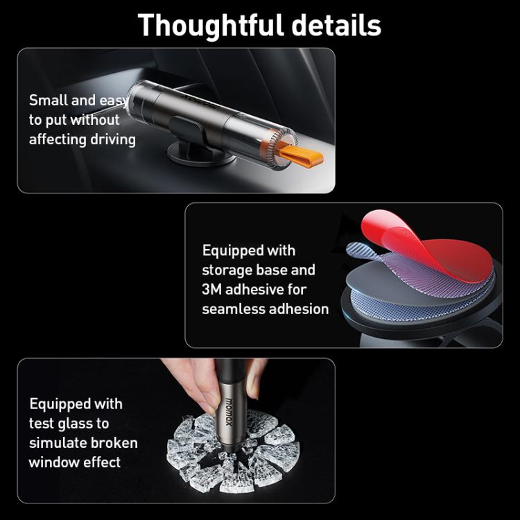 MOMAX CR11E 1-Move Portable 2 in 1 Car Seat Belt Cutter Emergency Safety Hammer(Grey)