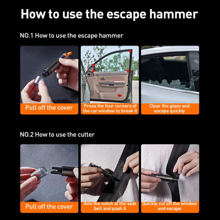 MOMAX CR11E 1-Move Portable 2 in 1 Car Seat Belt Cutter Emergency Safety Hammer(Grey)