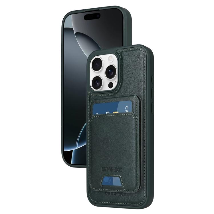 For iPhone 16 Pro Max BETOPNICE Vertical Flip Detachable MagSafe Wallet Phone Case(Green)