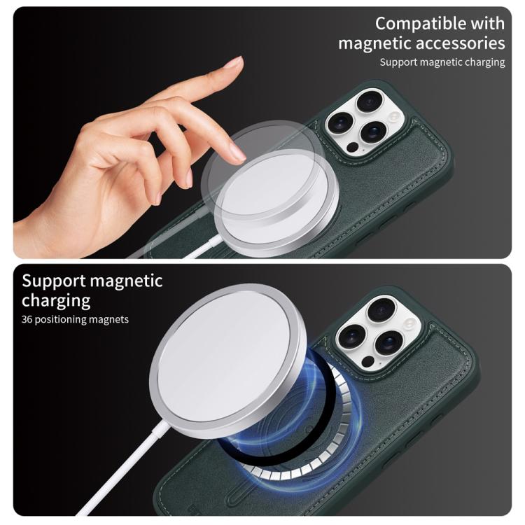 For iPhone 16 Pro Max BETOPNICE Vertical Flip Detachable MagSafe Wallet Phone Case(Green)