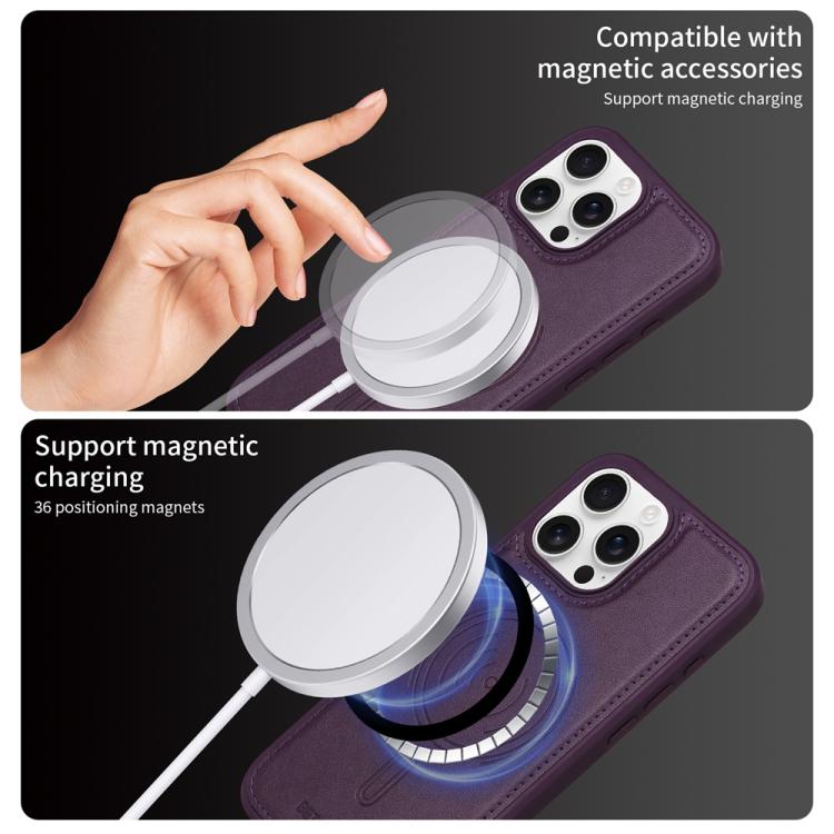 For iPhone 16 Pro Max BETOPNICE Vertical Flip Detachable MagSafe Wallet Phone Case(Purple)