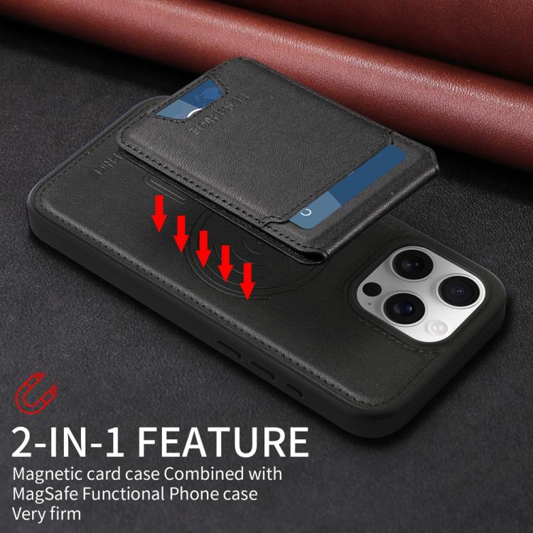 For iPhone 16 Pro Max BETOPNICE Vertical Flip Detachable MagSafe Wallet Phone Case(Black)