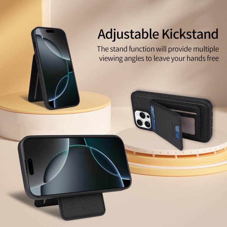 For iPhone 16 Pro Max BETOPNICE Vertical Flip Detachable MagSafe Wallet Phone Case(Black)