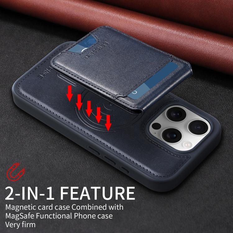 For iPhone 16 Pro BETOPNICE Vertical Flip Detachable MagSafe Wallet Phone Case(Blue)