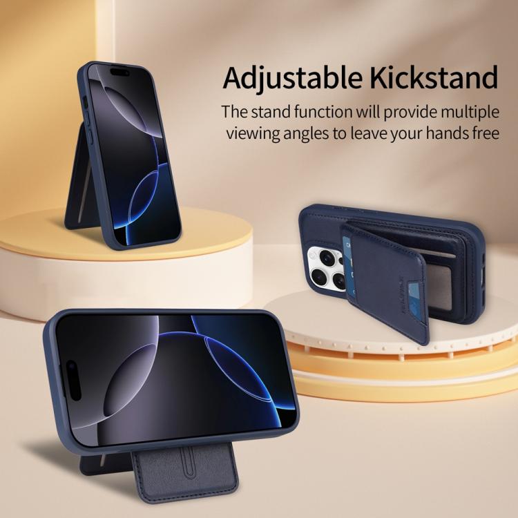 For iPhone 16 Pro BETOPNICE Vertical Flip Detachable MagSafe Wallet Phone Case(Blue)