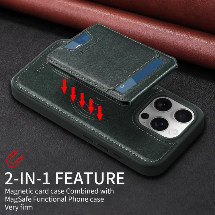 For iPhone 16 Pro BETOPNICE Vertical Flip Detachable MagSafe Wallet Phone Case(Green)