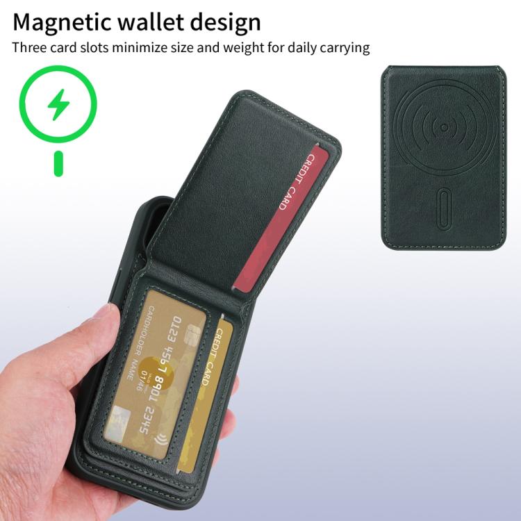 For iPhone 16 Pro BETOPNICE Vertical Flip Detachable MagSafe Wallet Phone Case(Green)