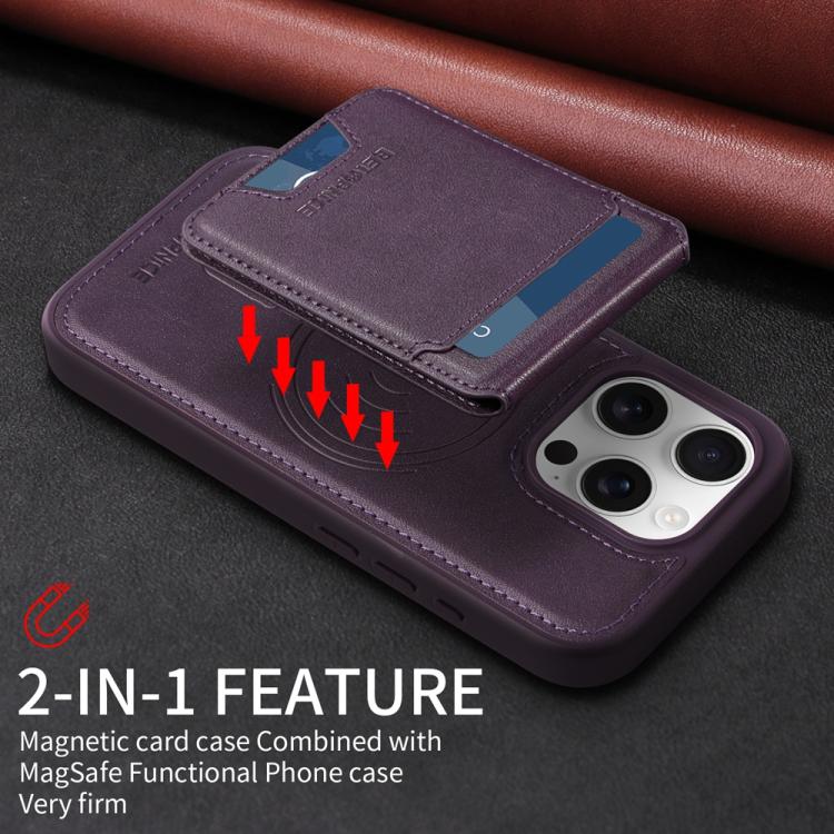 For iPhone 16 Pro BETOPNICE Vertical Flip Detachable MagSafe Wallet Phone Case(Purple)