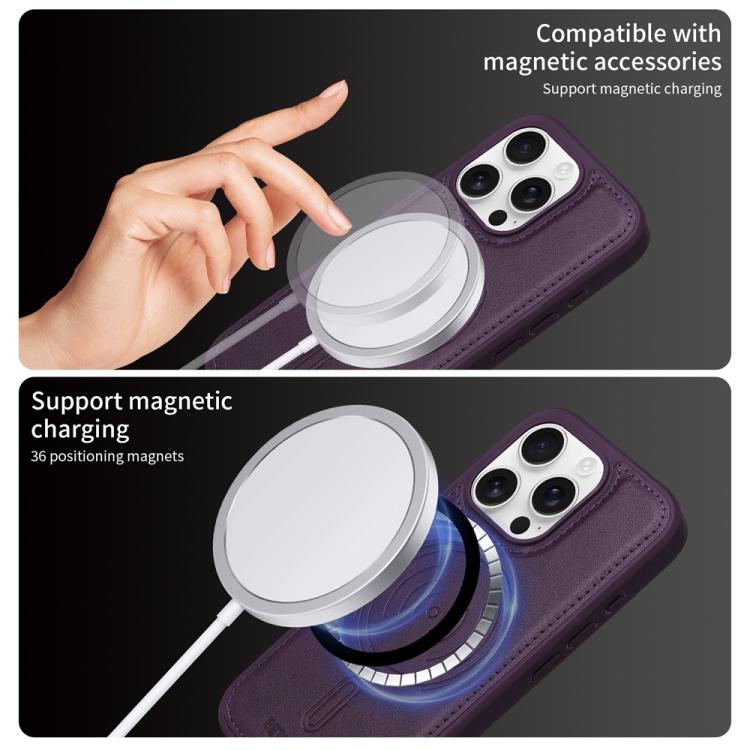For iPhone 16 Pro BETOPNICE Vertical Flip Detachable MagSafe Wallet Phone Case(Purple)