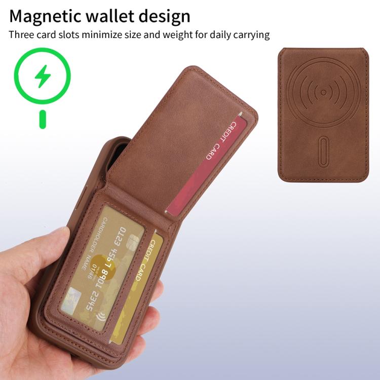 For iPhone 16 Pro BETOPNICE Vertical Flip Detachable MagSafe Wallet Phone Case(Brown)