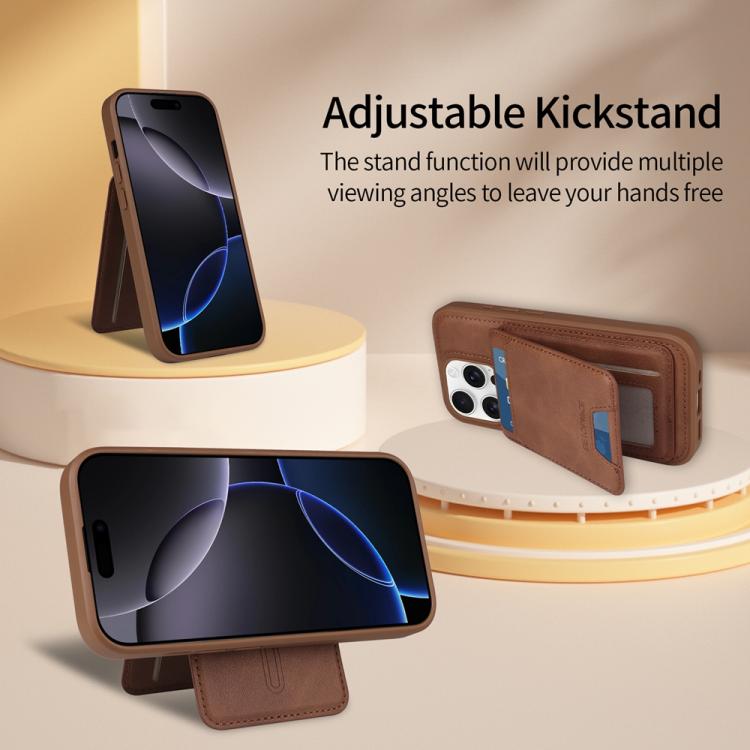 For iPhone 16 Pro BETOPNICE Vertical Flip Detachable MagSafe Wallet Phone Case(Brown)