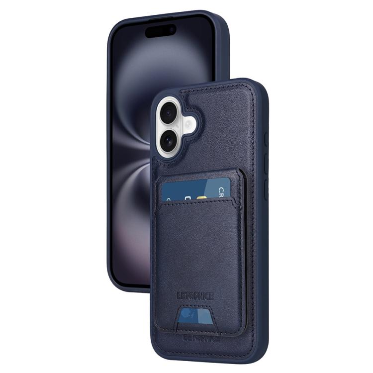 For iPhone 16 Plus BETOPNICE Vertical Flip Detachable MagSafe Wallet Phone Case(Blue)