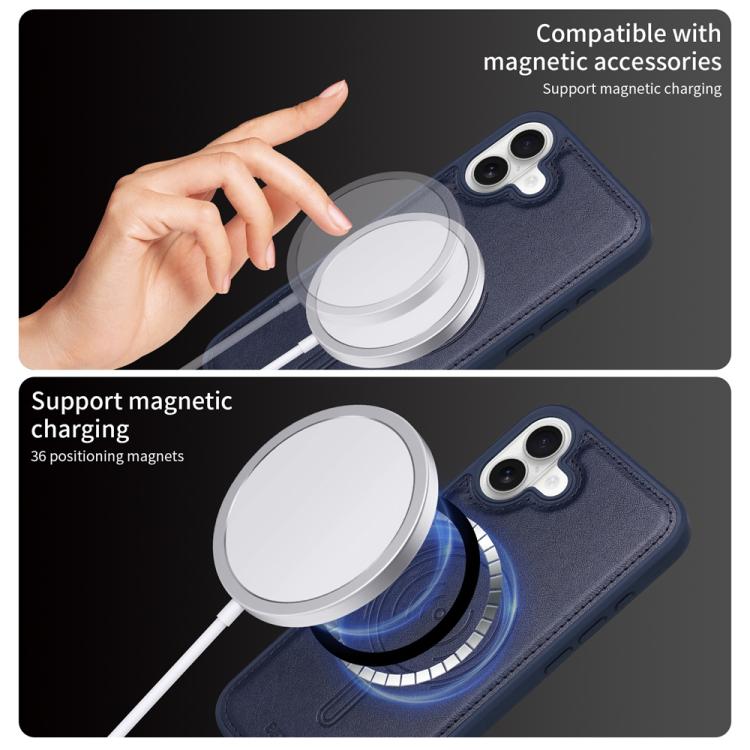 For iPhone 16 Plus BETOPNICE Vertical Flip Detachable MagSafe Wallet Phone Case(Blue)