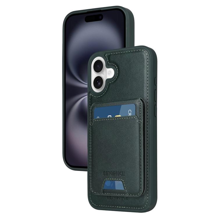 For iPhone 16 Plus BETOPNICE Vertical Flip Detachable MagSafe Wallet Phone Case(Green)