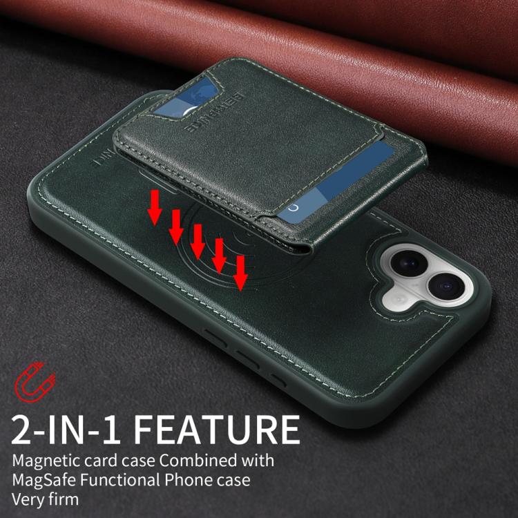 For iPhone 16 Plus BETOPNICE Vertical Flip Detachable MagSafe Wallet Phone Case(Green)