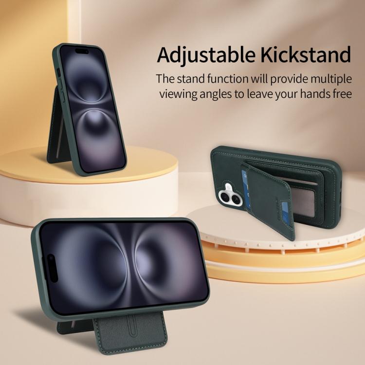 For iPhone 16 Plus BETOPNICE Vertical Flip Detachable MagSafe Wallet Phone Case(Green)