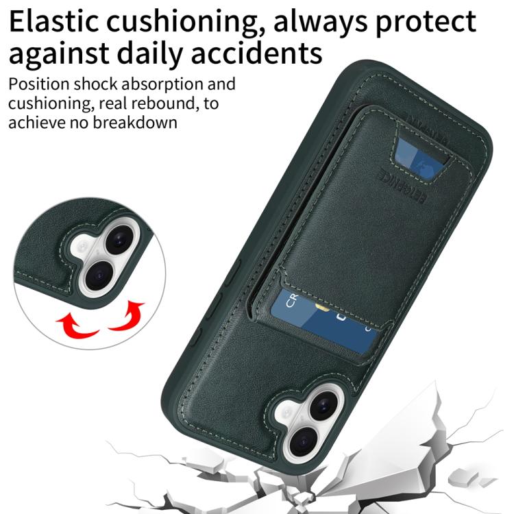 For iPhone 16 Plus BETOPNICE Vertical Flip Detachable MagSafe Wallet Phone Case(Green)