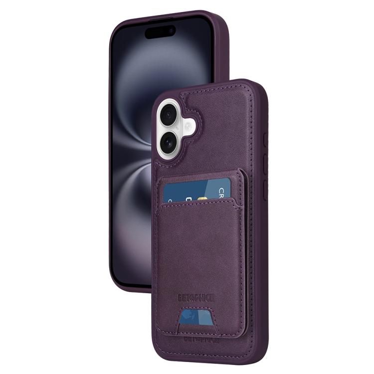 For iPhone 16 Plus BETOPNICE Vertical Flip Detachable MagSafe Wallet Phone Case(Purple)
