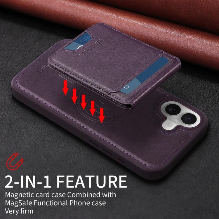 For iPhone 16 Plus BETOPNICE Vertical Flip Detachable MagSafe Wallet Phone Case(Purple)