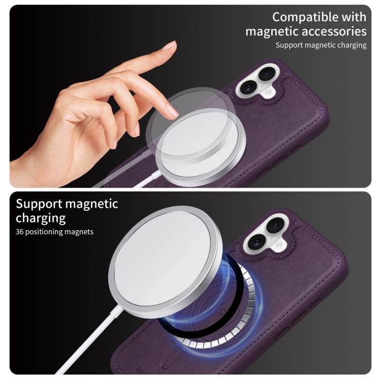 For iPhone 16 Plus BETOPNICE Vertical Flip Detachable MagSafe Wallet Phone Case(Purple)