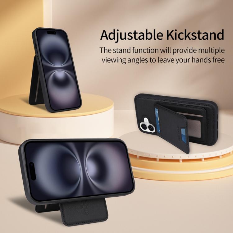 For iPhone 16 Plus BETOPNICE Vertical Flip Detachable MagSafe Wallet Phone Case(Black)