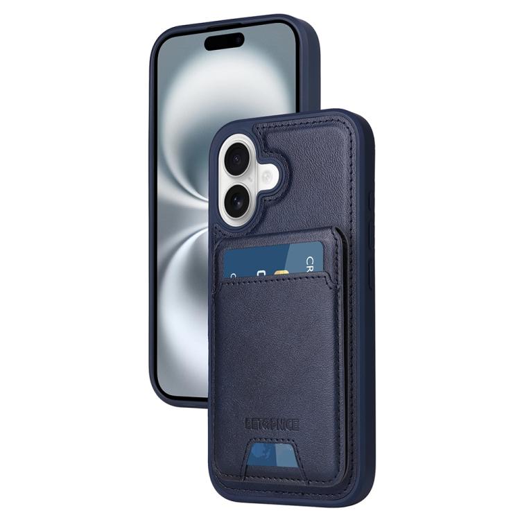 For iPhone 16 BETOPNICE Vertical Flip Detachable MagSafe Wallet Phone Case(Blue)