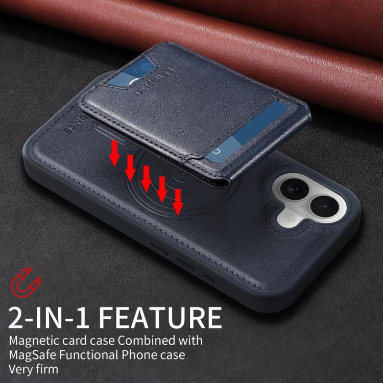 For iPhone 16 BETOPNICE Vertical Flip Detachable MagSafe Wallet Phone Case(Blue)