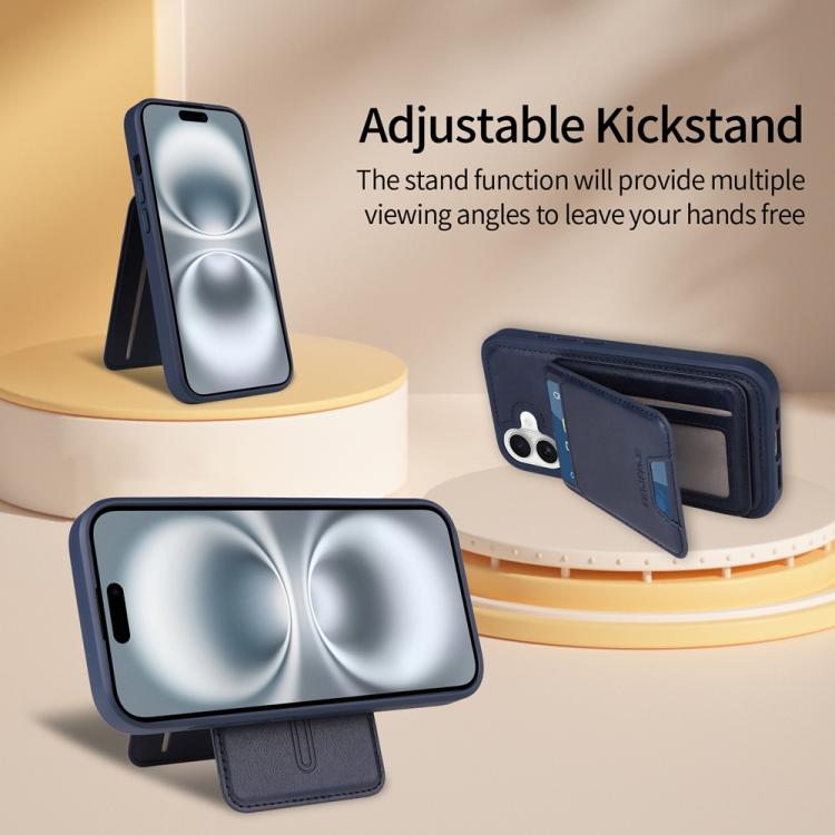 For iPhone 16 BETOPNICE Vertical Flip Detachable MagSafe Wallet Phone Case(Blue)