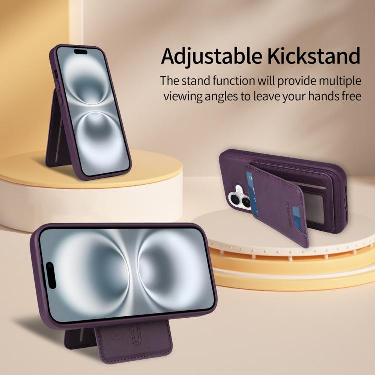 For iPhone 16 BETOPNICE Vertical Flip Detachable MagSafe Wallet Phone Case(Purple)