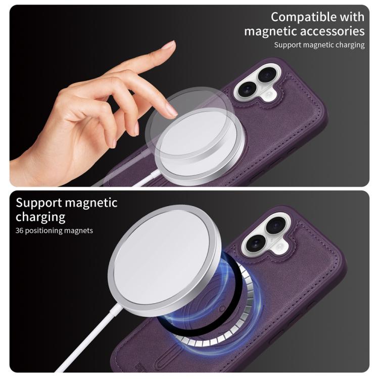 For iPhone 16 BETOPNICE Vertical Flip Detachable MagSafe Wallet Phone Case(Purple)
