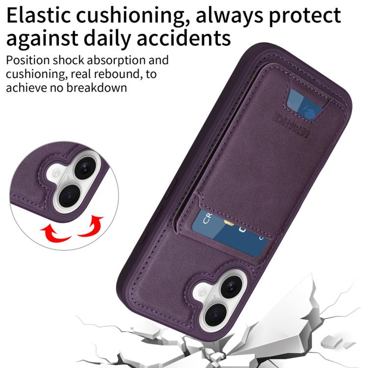 For iPhone 16 BETOPNICE Vertical Flip Detachable MagSafe Wallet Phone Case(Purple)