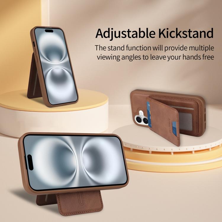 For iPhone 16 BETOPNICE Vertical Flip Detachable MagSafe Wallet Phone Case(Brown)
