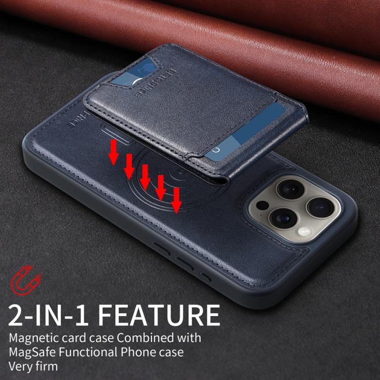 For iPhone 15 Pro Max BETOPNICE Vertical Flip Detachable MagSafe Wallet Phone Case(Blue)