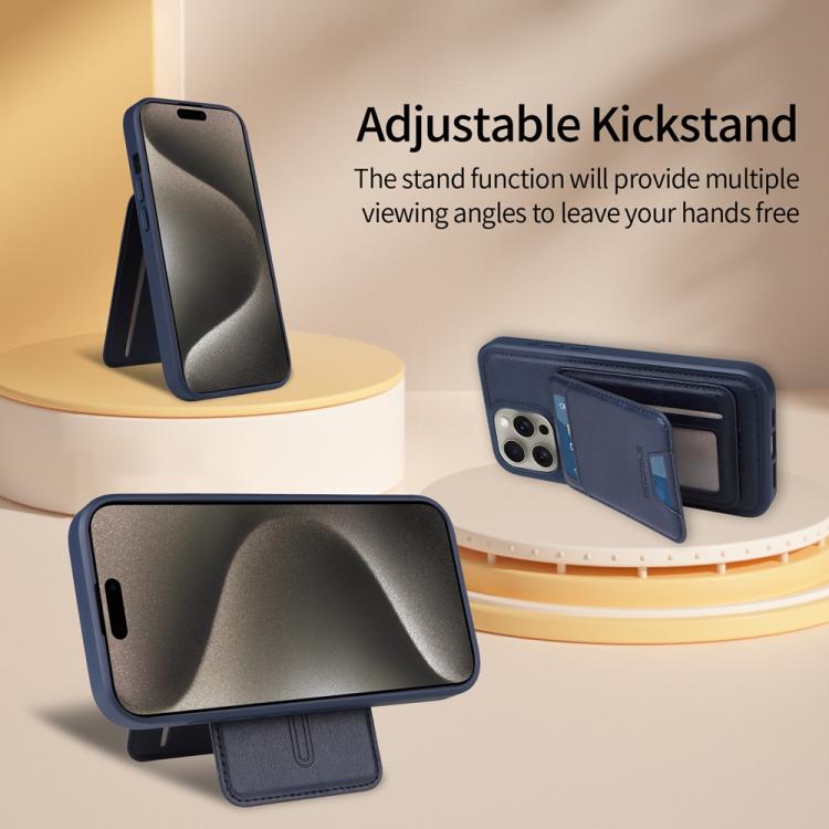 For iPhone 15 Pro Max BETOPNICE Vertical Flip Detachable MagSafe Wallet Phone Case(Blue)