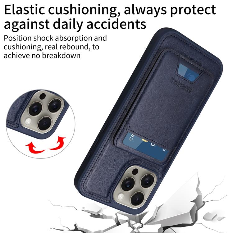 For iPhone 15 Pro Max BETOPNICE Vertical Flip Detachable MagSafe Wallet Phone Case(Blue)