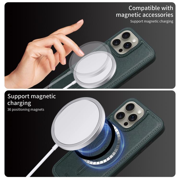 For iPhone 15 Pro Max BETOPNICE Vertical Flip Detachable MagSafe Wallet Phone Case(Green)