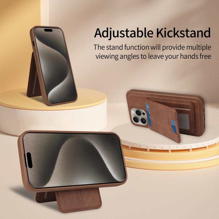 For iPhone 15 Pro Max BETOPNICE Vertical Flip Detachable MagSafe Wallet Phone Case(Brown)